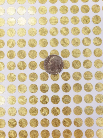 Gold Dot Stickers, set of 150 or 400 gold metallic dot decals, vinyl planner stickers, waterproof gloss gold circles, wedding meal choice