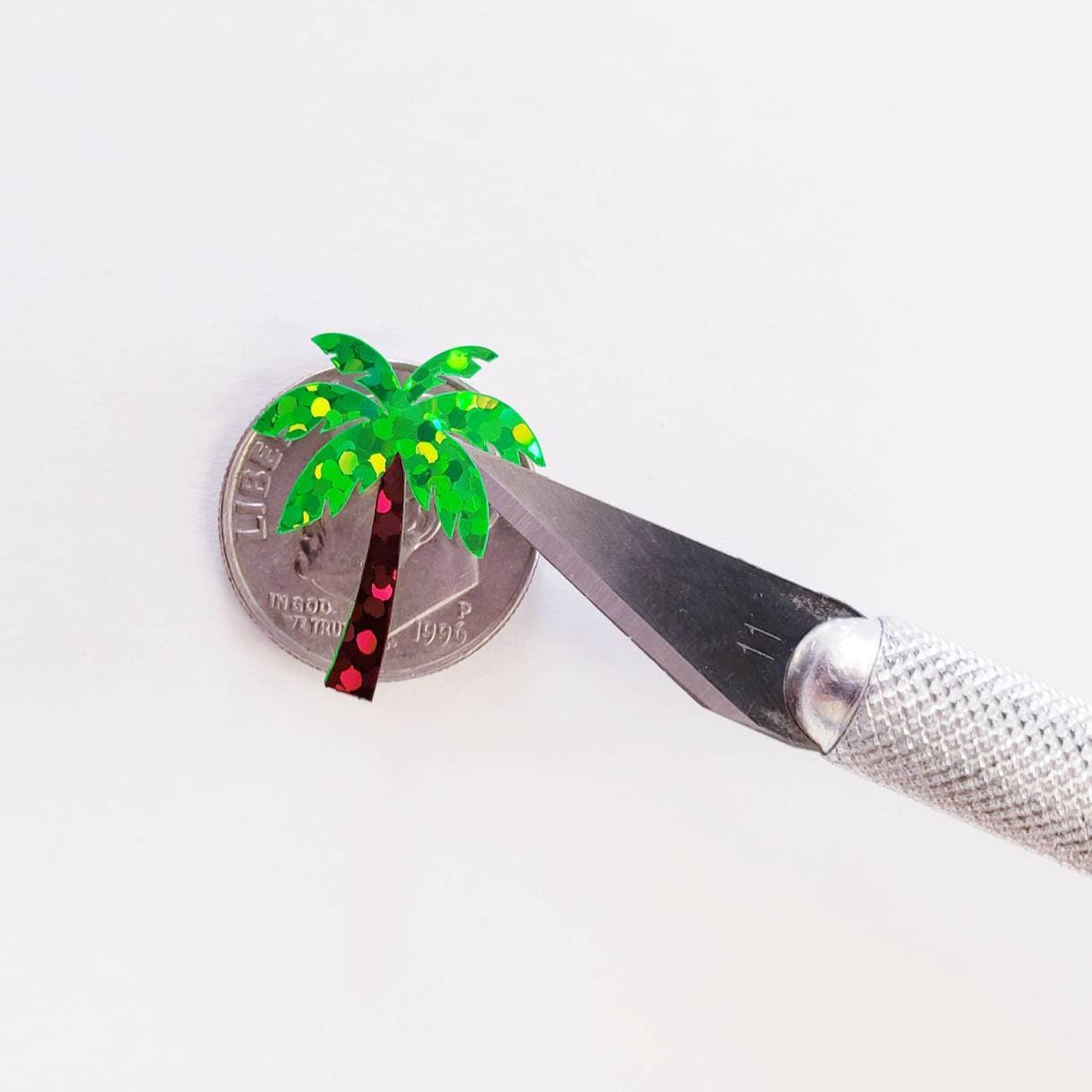 Tropical Palm Tree Stickers - Sparkly Set of 25 for Drink Cups, Invitations