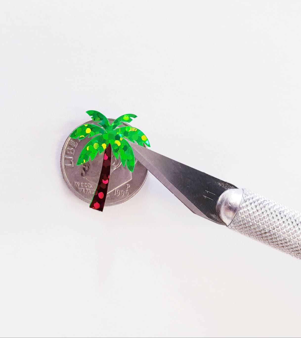 Tropical Palm Tree Stickers - Sparkly Set of 25 for Drink Cups, Invitations