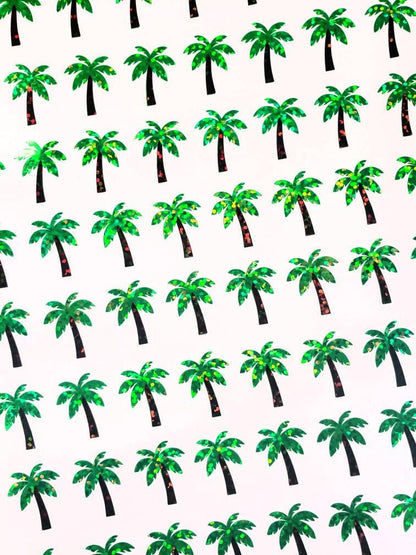 Tropical Palm Tree Stickers - Sparkly Set of 25 for Drink Cups, Invitations