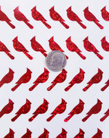 
              Red Cardinal Bird Stickers, set of 50 bird shaped vinyl decals, red glitter ornament stickers
            