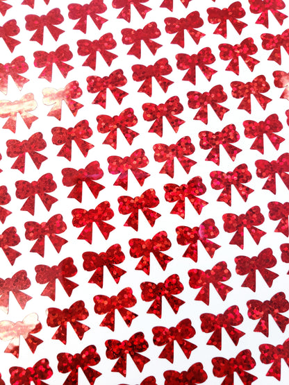 Red bow glitter stickers