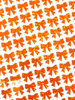 
              Orange Ribbon Stickers, set of 50 orange glitter bow vinyl decals, decorative stickers for crafts scrapbooks ornaments, Halloween stickers
            