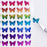 Rainbow Butterfly Stickers, set of 108 little multi color sparkly butterfly stickers for notebooks, phone cases and journal pages.