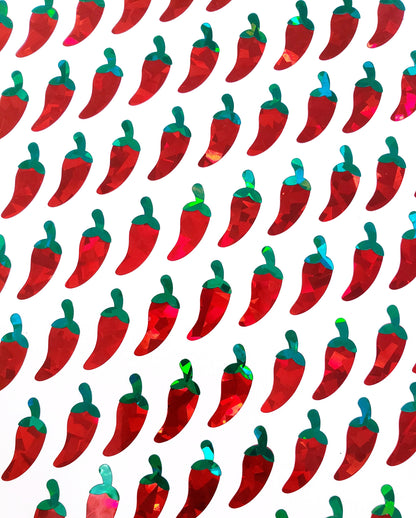 Red Pepper Stickers, spicy food label, red and green pepper vinyl decals