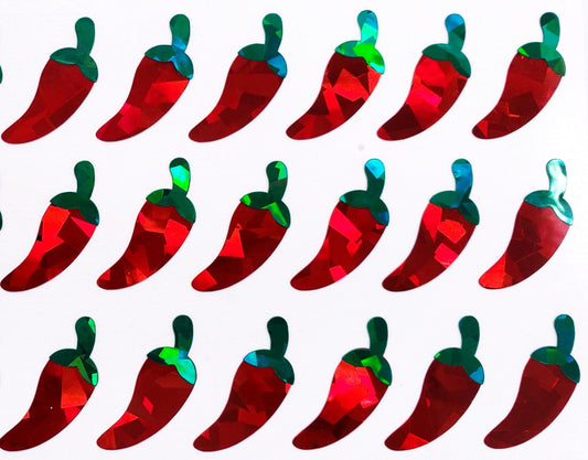 Red Pepper Stickers, spicy food label, red and green pepper vinyl decals