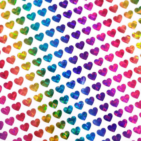 small heart stickers made from rainbow colored vinyl