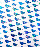 
              Light blue bird glitter stickers
            
