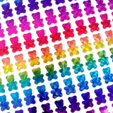 Rainbow Bears Sticker Sheet, rainbow bear shaped decals, 100 small planner stickers, edibles container label