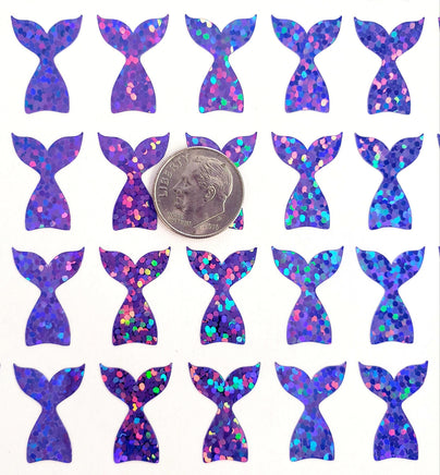 Mermaid Tail Stickers, set of 50 small sparkly mermaid tail vinyl decals.