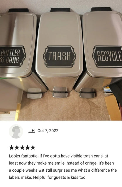 Recycle Bottles and Cans Decal, computer cut vinyl decal, trash barrel and recycling tote sticker, reduce reuse recycle, decal only