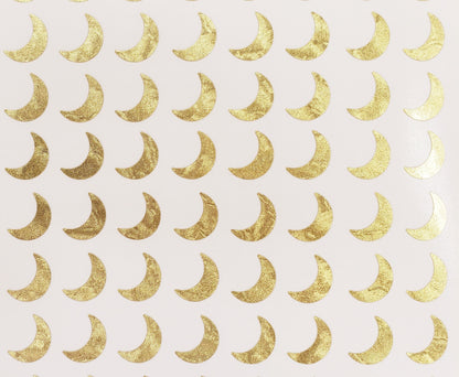 Moon Stickers, set of 50 or 100 metallic gold or silver crescent moons, decorative peel and stick moons for journals, notebooks and crafts