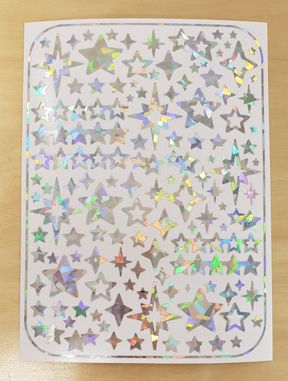 Star Stickers, set of 100 peel and stick kiss cut star stickers for cards, envelopes and journals, glitter or sparkle vinyl star stickers