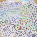 100 Silver star glitter sticker sheet