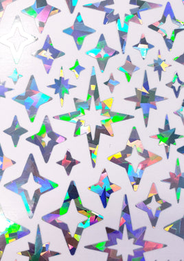 Mid Century Style Starburst Stickers, set of 100+ peel and stick kiss cut star stickers for cards, crafts, envelopes, laptops and journals