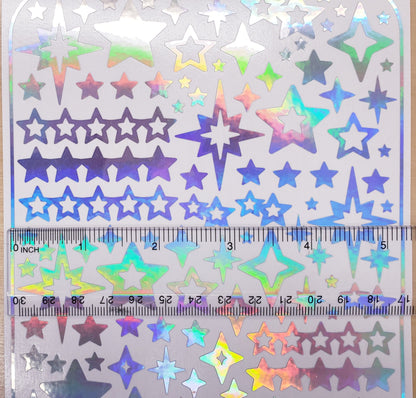 Star Stickers, set of 100 peel and stick kiss cut star stickers for cards, envelopes and journals, glitter or sparkle vinyl star stickers