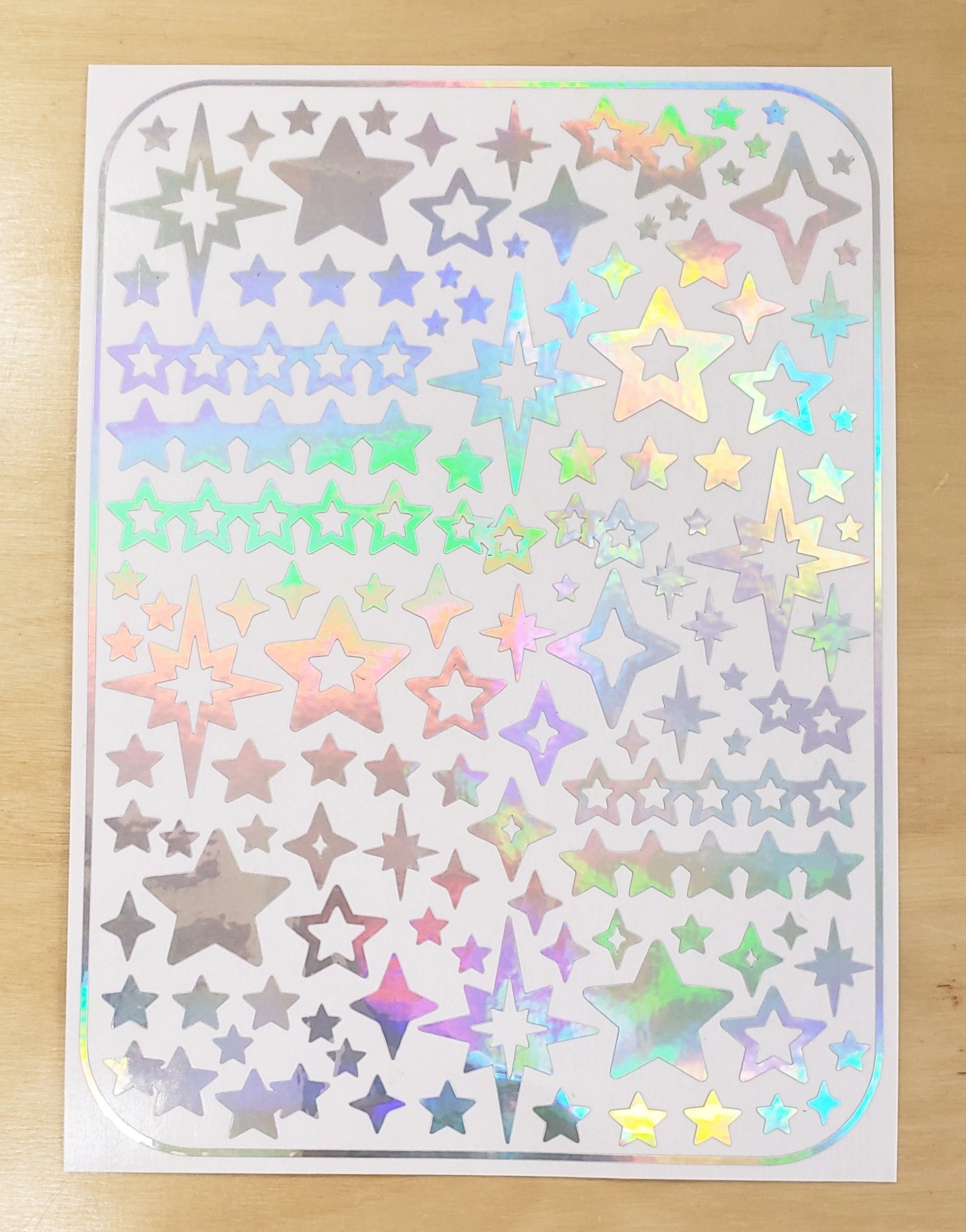 Star Stickers, set of 100 peel and stick kiss cut star stickers for cards, envelopes and journals, glitter or sparkle vinyl star stickers