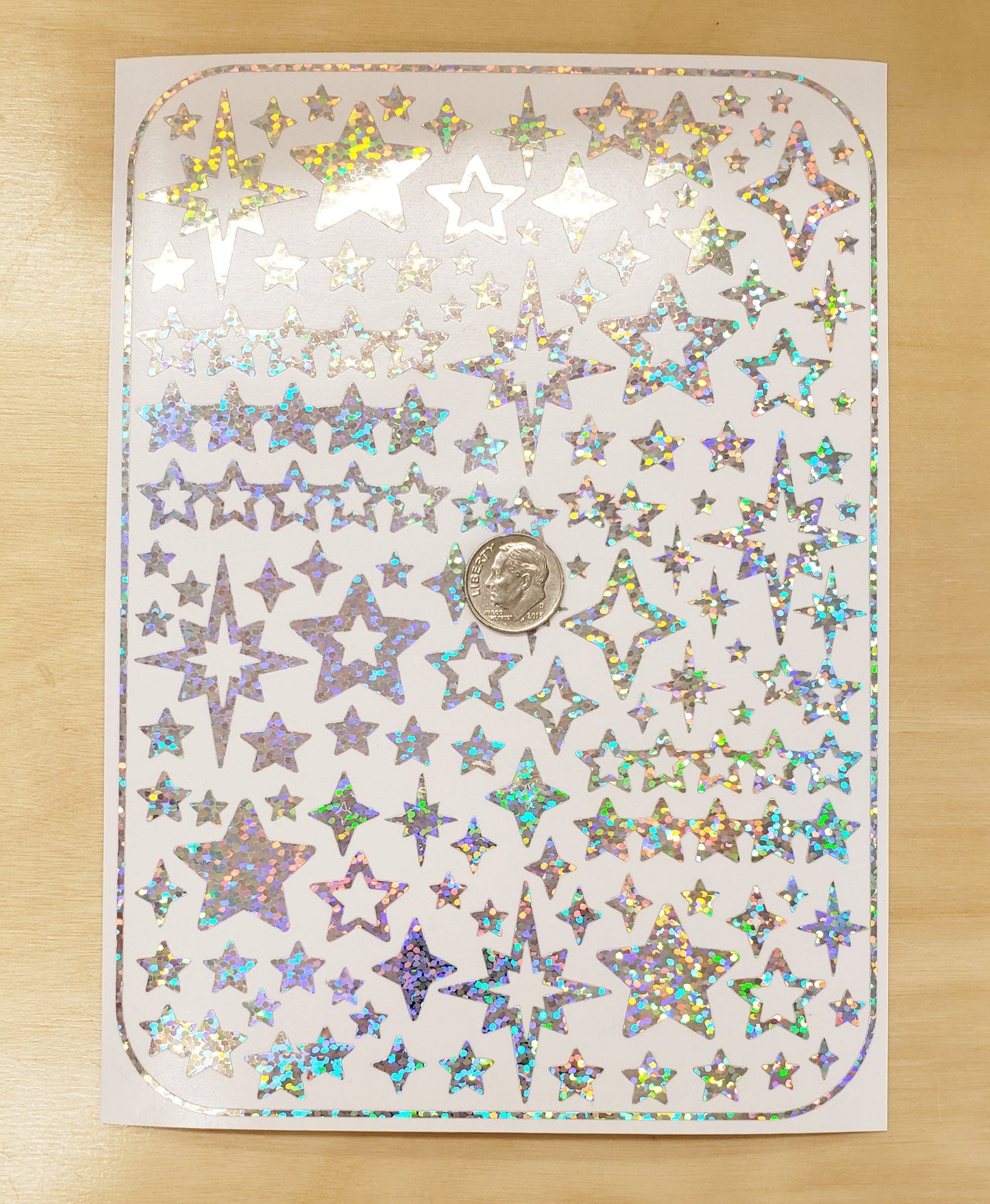 Star Stickers, set of 100 peel and stick kiss cut star stickers for cards, envelopes and journals, glitter or sparkle vinyl star stickers