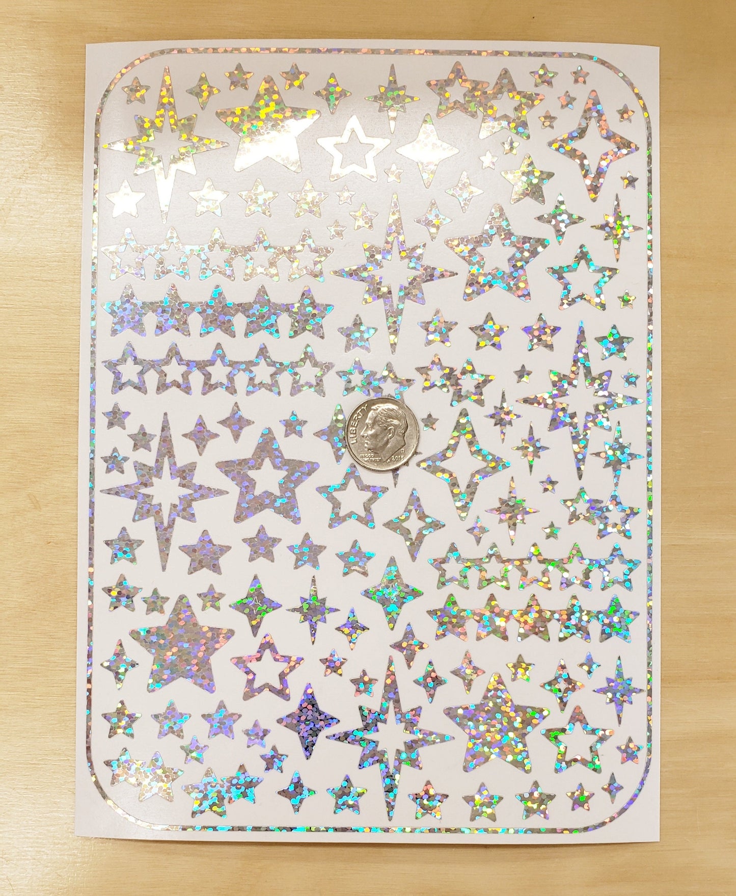 Star Stickers, set of 100 peel and stick kiss cut star stickers for cards, envelopes and journals, glitter or sparkle vinyl star stickers