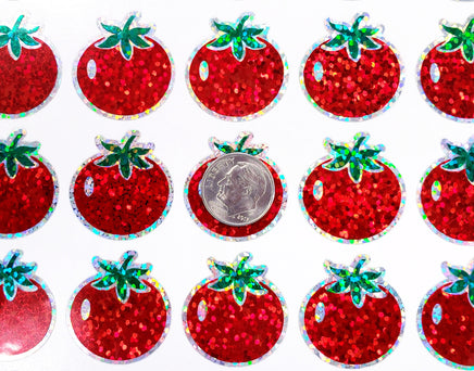 Tomato Stickers, set of 12 or 24 red and green summer vegetable stickers for garden stakes, notecards, wood signs and garden craft projects.