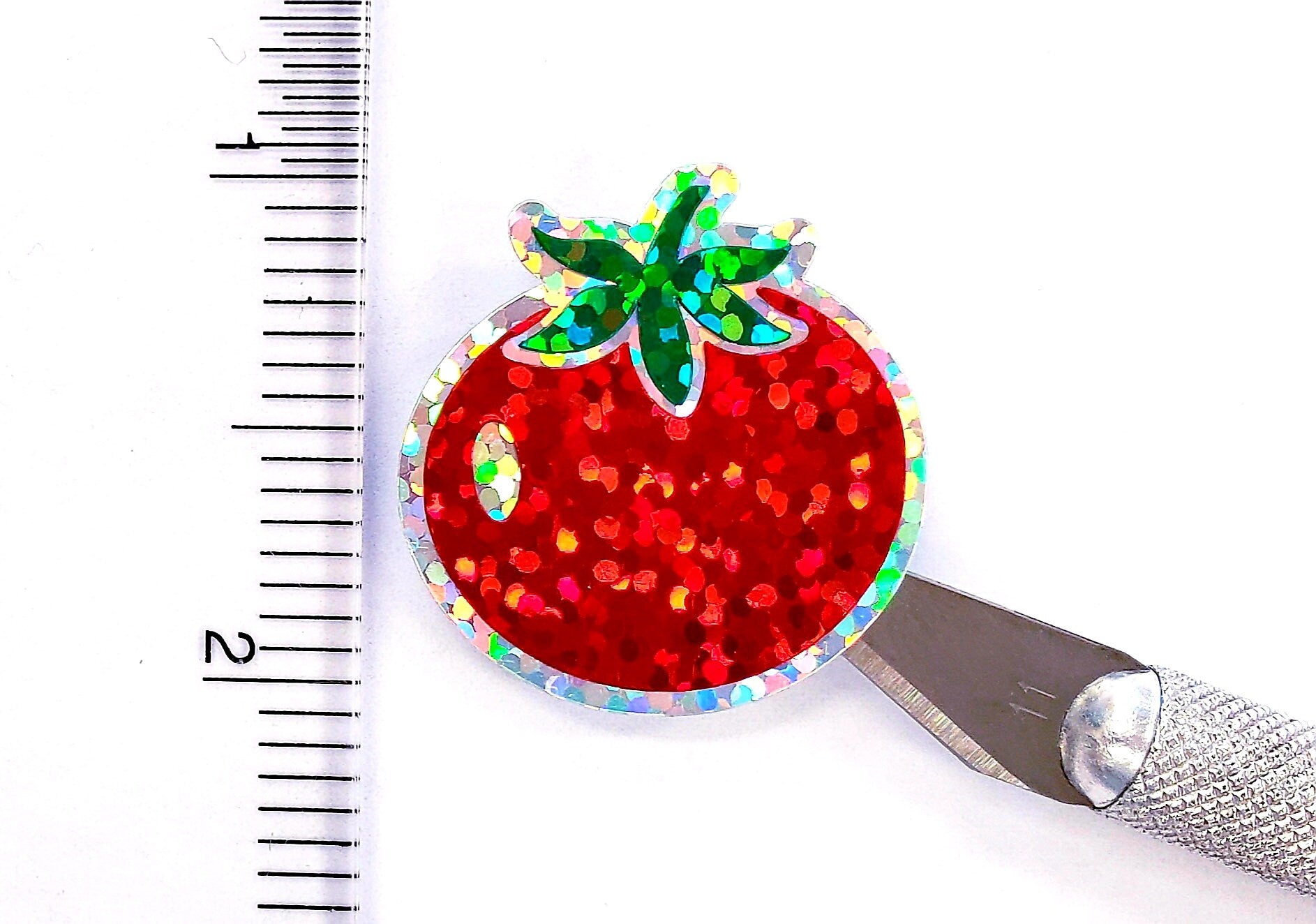 Tomato Stickers, set of 12 or 24 red and green summer vegetable stickers for garden stakes, notecards, wood signs and garden craft projects.