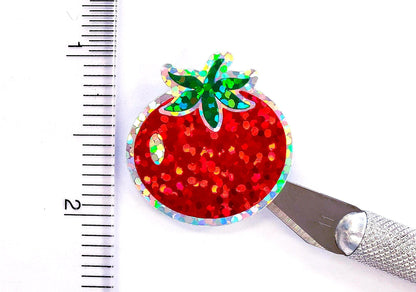 Tomato Stickers, set of 12 or 24 red and green summer vegetable stickers for garden stakes, notecards, wood signs and garden craft projects.