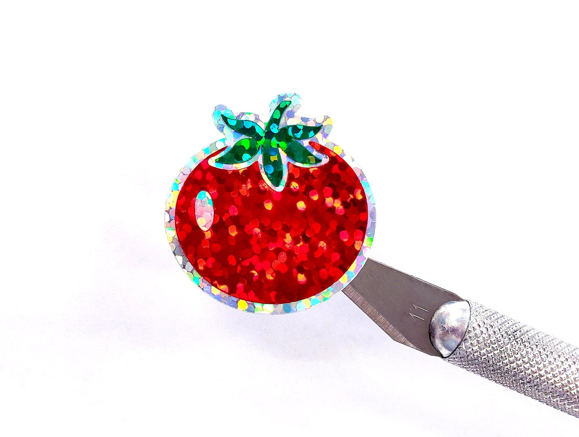 Tomato Stickers, set of 12 or 24 red and green summer vegetable stickers for garden stakes, notecards, wood signs and garden craft projects.