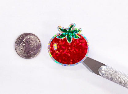 Tomato Stickers, set of 12 or 24 red and green summer vegetable stickers for garden stakes, notecards, wood signs and garden craft projects.