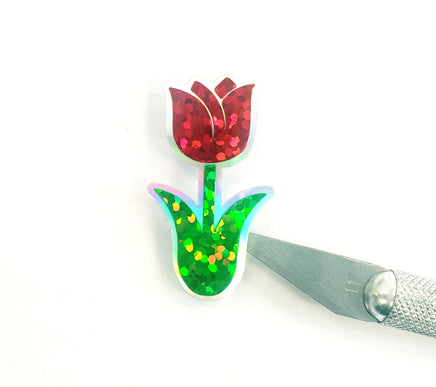 Red Tulip Stickers, set of 15 or 30 Spring flower stickers for Easter invitations, envelopes, garden stakes, planners, notebooks and crafts.