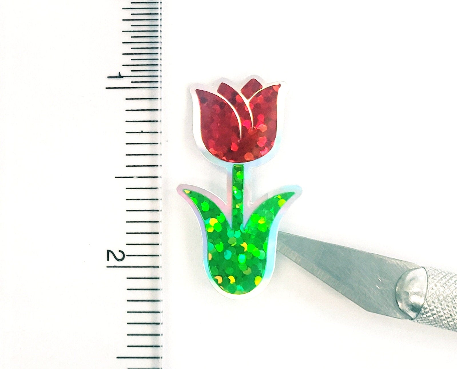 Red Tulip Stickers, set of 15 or 30 Spring flower stickers for Easter invitations, envelopes, garden stakes, planners, notebooks and crafts.