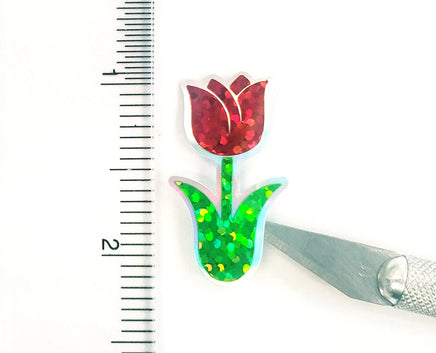Red Tulip Stickers, set of 15 or 30 Spring flower stickers for Easter invitations, envelopes, garden stakes, planners, notebooks and crafts.