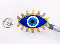 
              Evil Eye Stickers, set of 8 blue eye sparkly vinyl decals, good luck spiritual protection symbol, karma charm, third eye stickers
            