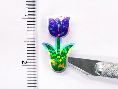 Purple Tulip Stickers, set of 15 or 30 Spring flower stickers for Easter invitations, envelopes, garden stakes, planners and notecards.