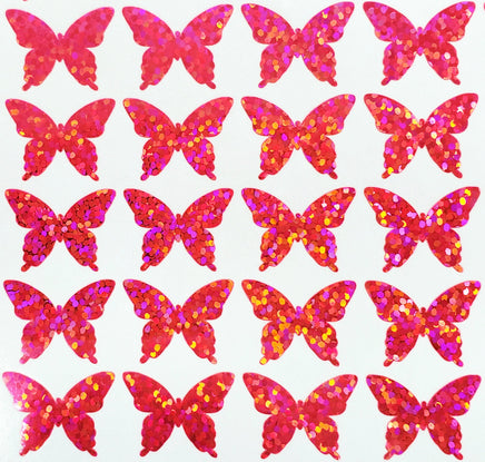 Pink Butterfly Stickers, set of 25, 50, 100 or 200 holo deco butterflies for toploader sleeves, envelopes, laptops, crafts and journals.