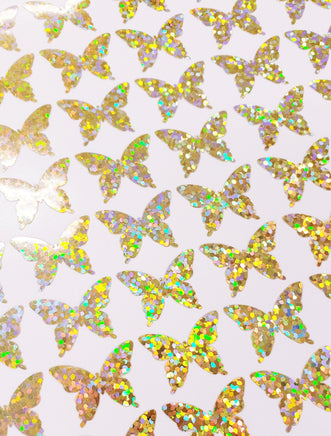 Gold Butterfly Stickers, set of 50, 100 or 200 small butterflies for craft projects, ornaments, weddings, envelopes, cards and journals.