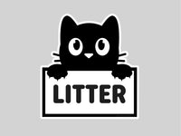 
              Cat Litter Sticker, pet storage label, organized home pantry, kitty litter container decal measures 5x5 inches
            