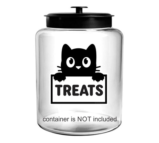 Cat Treats Sticker, pet storage container label, organized home pantry, 5x5 inch sticker for glass, plastic or metal canisters
