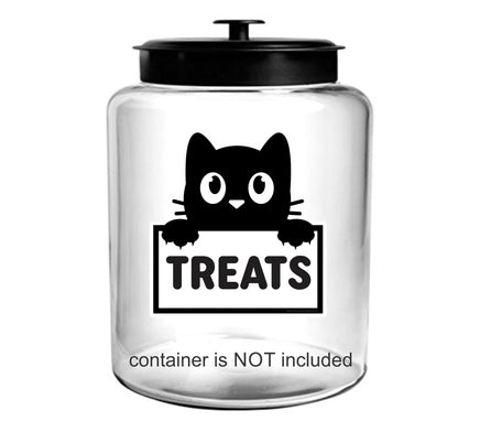 Cat Treats Sticker, pet storage container label, organized home pantry, 5x5 inch sticker for glass, plastic or metal canisters