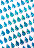 
              Teal Blue Green Water Drop Stickers, set of 136 sparkling turquoise raindrop vinyl decals, drink water tracker for journals and notebooks
            