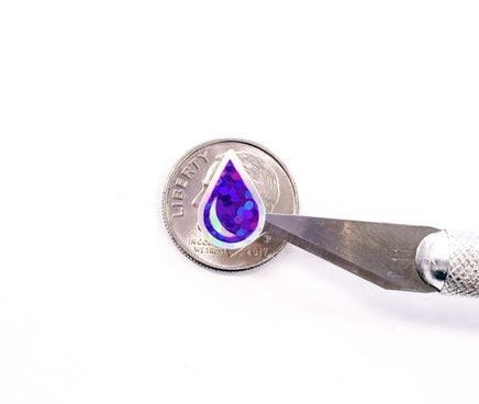 Purple Water Drop Stickers, set of 136 sparkly purple raindrop vinyl decals, drink water tracker for journals and notebooks