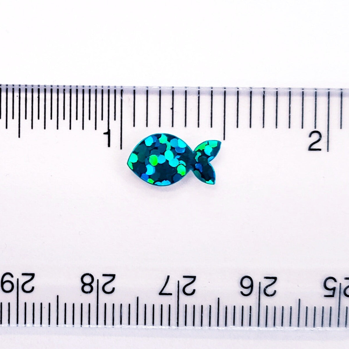 Fish Stickies, set of 198 sparkly turquoise mini fish stickers.