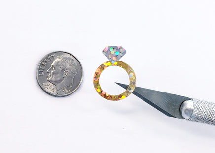 Diamond Engagement Ring Stickers, set of 25 sparkly silver and gold ring decals