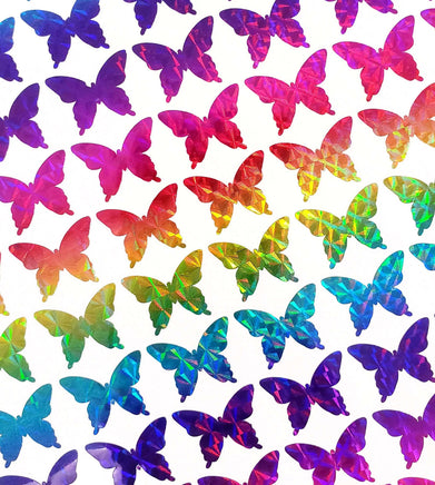 Rainbow Butterfly Stickers, set of 25, 50, 100 or 200 sparkly rainbow vinyl butterflies, stickers for planners, envelopes and journals.