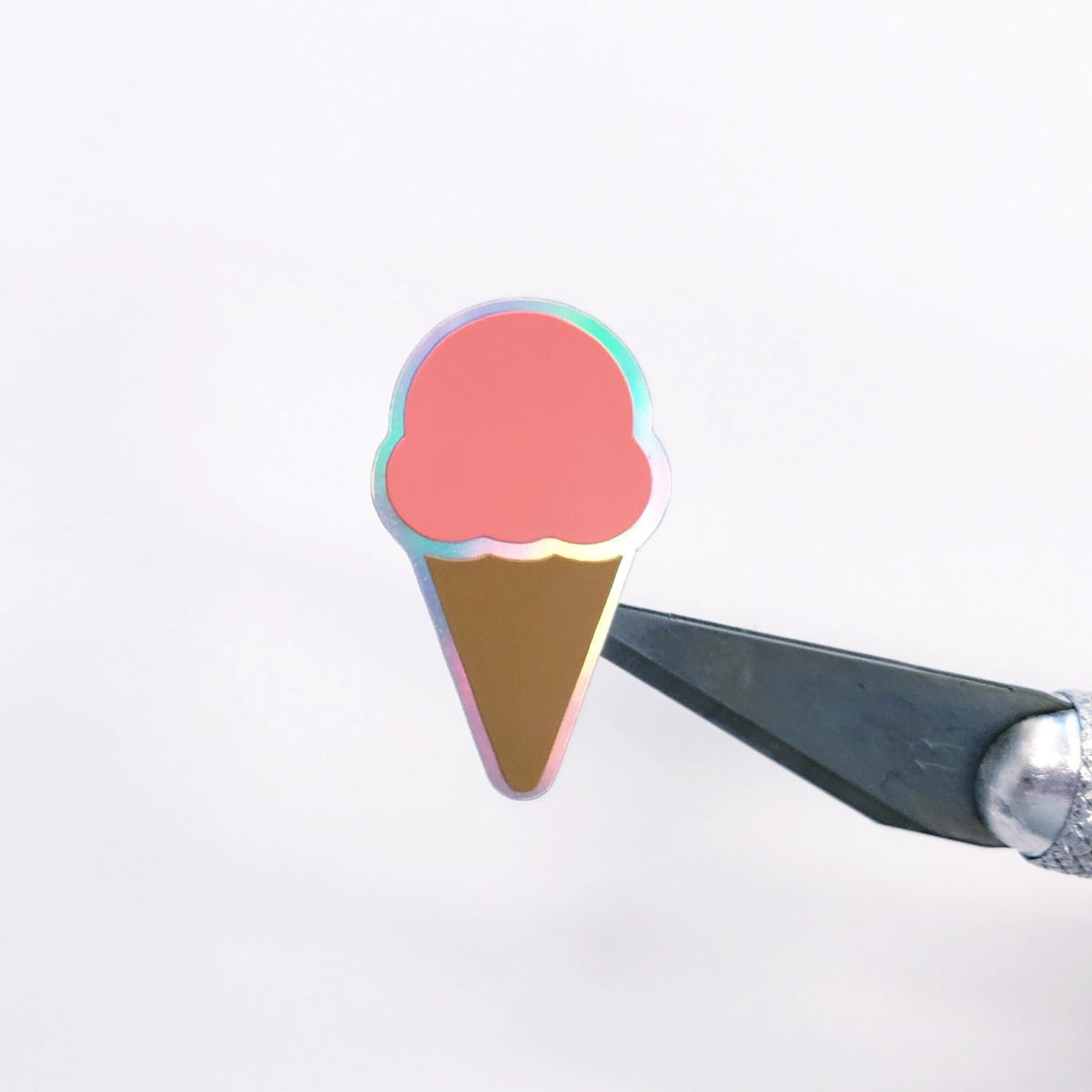 Ice Cream Cones Sticker Sheet, Set of 60 Rainbow Pastel Vinyl Decals for Party Invitations, Envelopes, and Planners.