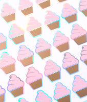 
              Cupcake Stickers, set of 45 small birthday party cupcake vinyl decals for invitations, envelopes and planners.
            