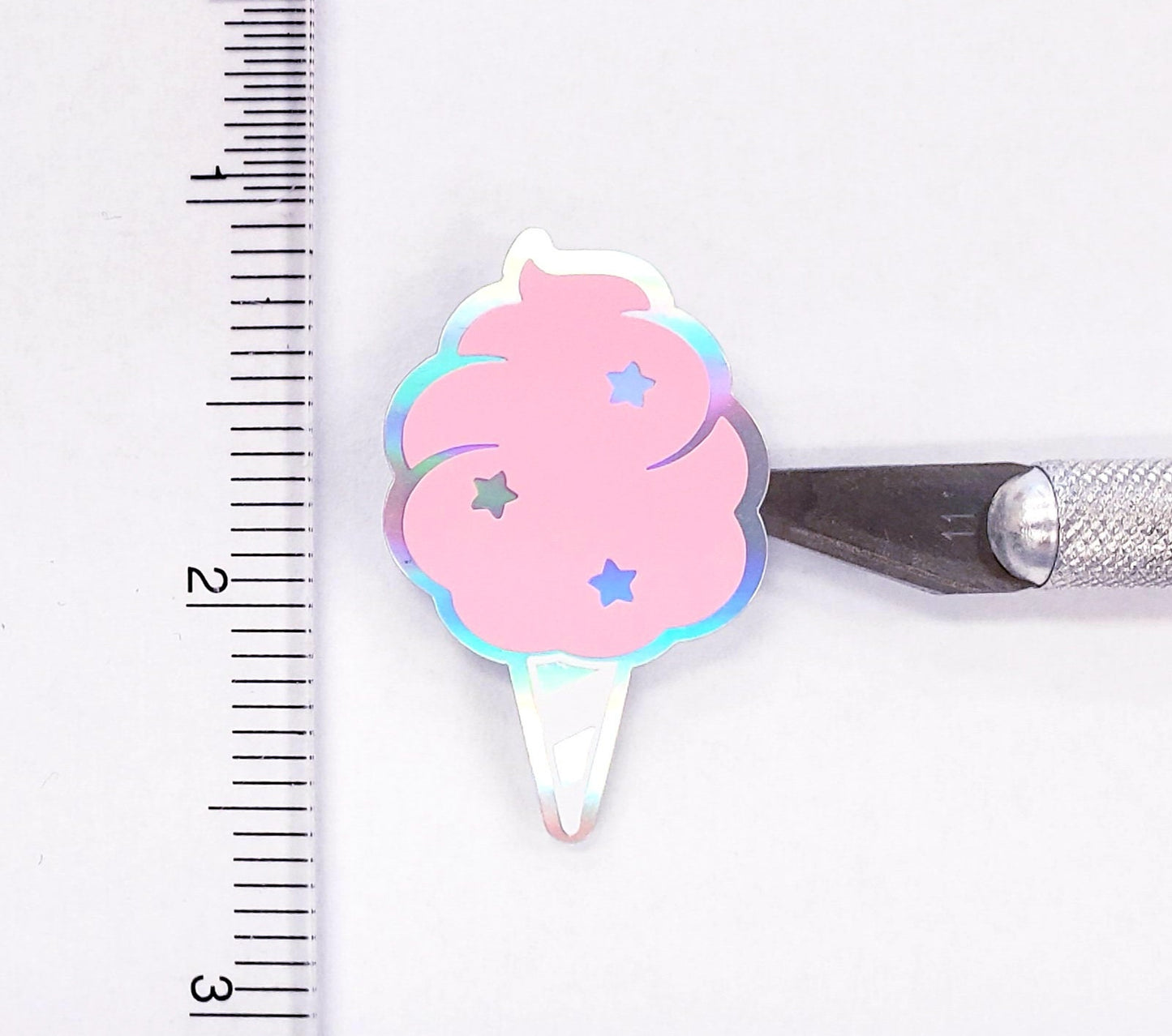 Cotton Candy Stickers - Set of 20 Small Vinyl Decals in Pretty Pink Pastel, White, and Silver. Unicorn Birthday Party Invitation Stickers.