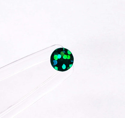 Small Green Dot Sticker Sheet, set of 368 sparkly dots, vinyl stickers for journals, ornaments and crafts. One quarter inch dark green dots.
