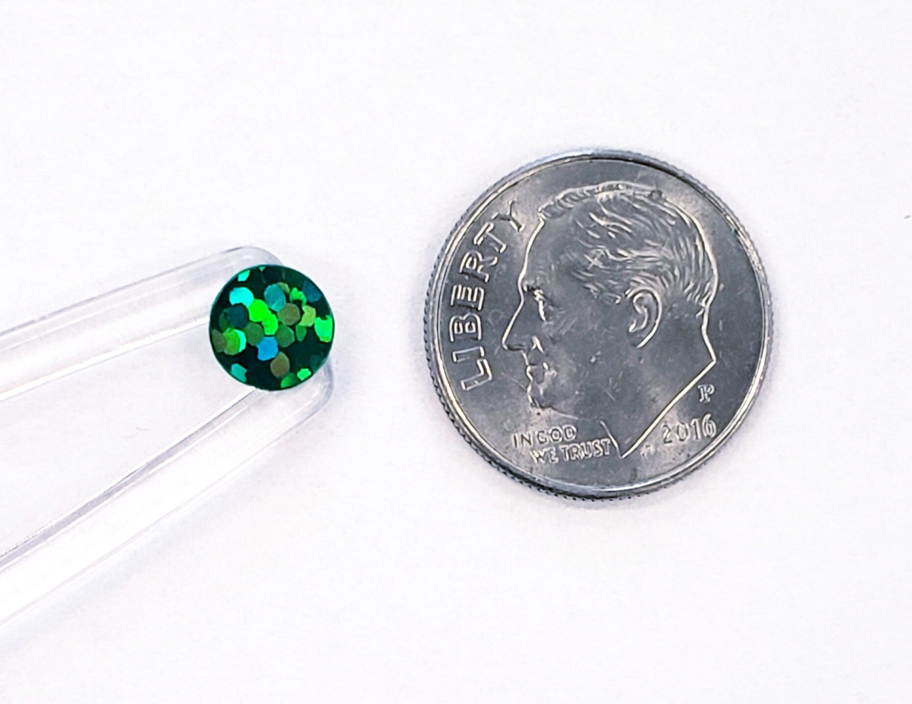 Small Green Dot Sticker Sheet, set of 368 sparkly dots, vinyl stickers for journals, ornaments and crafts. One quarter inch dark green dots.