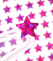 
              Hot Pink Stars Sticker Sheet, set of 192 magenta pink star vinyl decals, decorative stickers for ornaments, scrapbook pages and crafts.
            