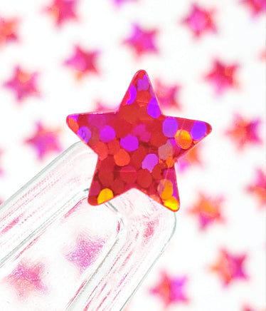 Bright Pink Stars Sticker Sheet, set of 192 small glitter stars, vinyl decals for scrapbook pages, journals, planners and craft projects.